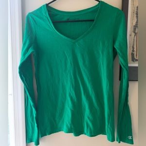 Champion 100% Cotton Long Sleeve V-Neck Top